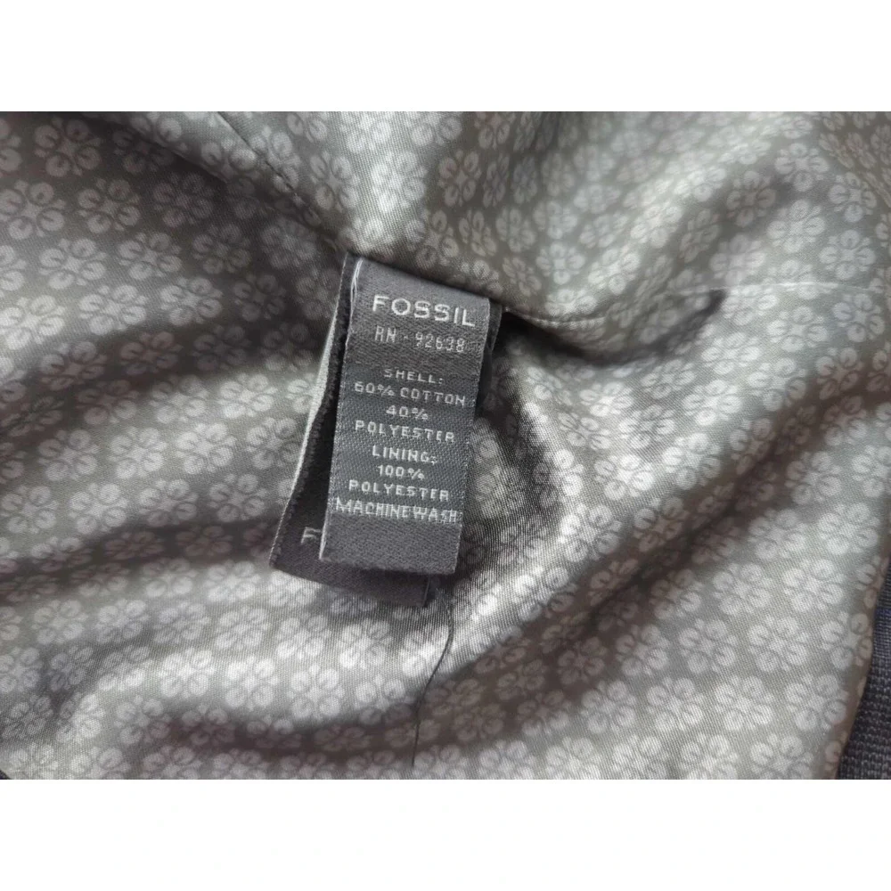 Fossil Blazer Mens Small Gray Plaid Three‎ Button Front Lined Formal Casual